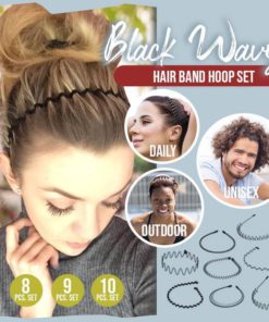 Black Wavy Hair Band Hoop Set
