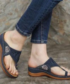 Alternative view of Kafa Premium Flower Embroidered Orthopedic Wedge Sandals