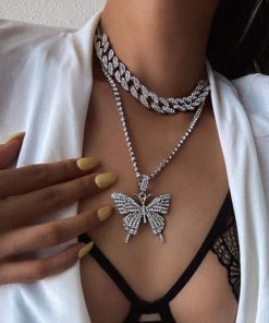 Alternative view of Iced Out Butterfly Chain