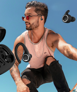 🔥Wireless Earbuds with Earhooks - Waterproof & Stereo Noise Cancelling Sport Bluetooth Headphones