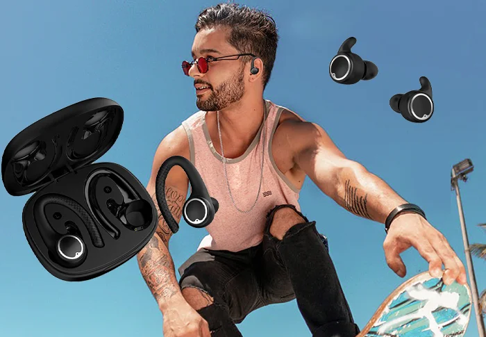 🔥Wireless Earbuds with Earhooks - Waterproof & Stereo Noise Cancelling Sport Bluetooth Headphones