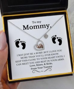 To My Mommy - Baby Feet Heart Pendant Necklace Gift Set