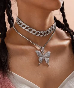 Alternative view of Iced Out Butterfly Chain