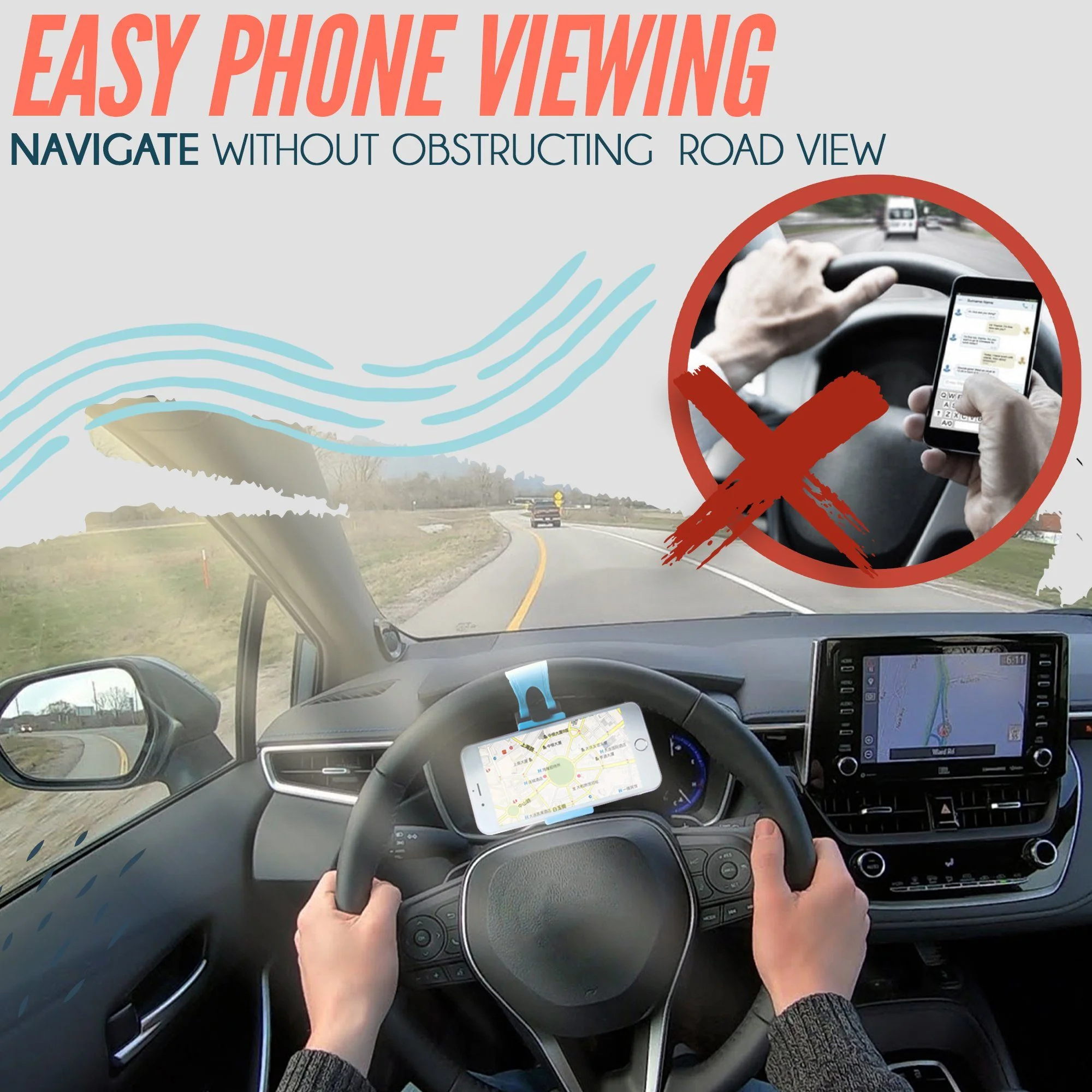 Flexible Skid Proof Steering Wheel Phone Mount - Image 4