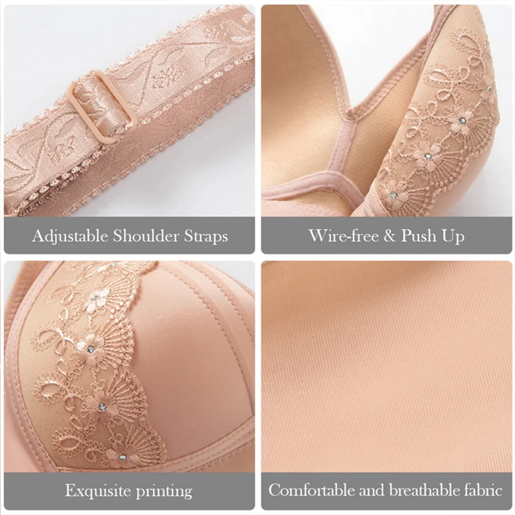 2021 New Real Plus Size Embroidered💝Non-Wired Bra - Image 19