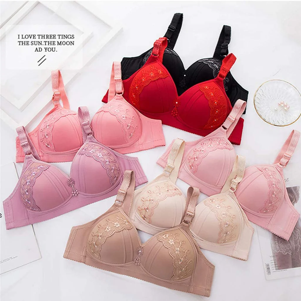2021 New Real Plus Size Embroidered💝Non-Wired Bra