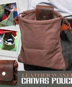 Leather Waxed Canvas Pouch