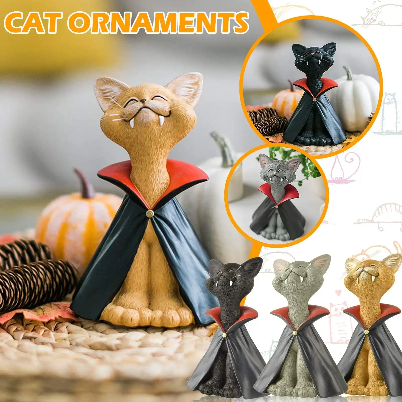 Happy Vampire Cat Statue - Image 11