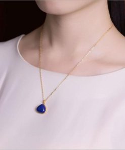 Alternative view of Lapis Lazuli Stone Pendant Necklace