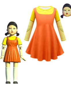 Squid Game wooden man cosplay costume dress with mask suit female