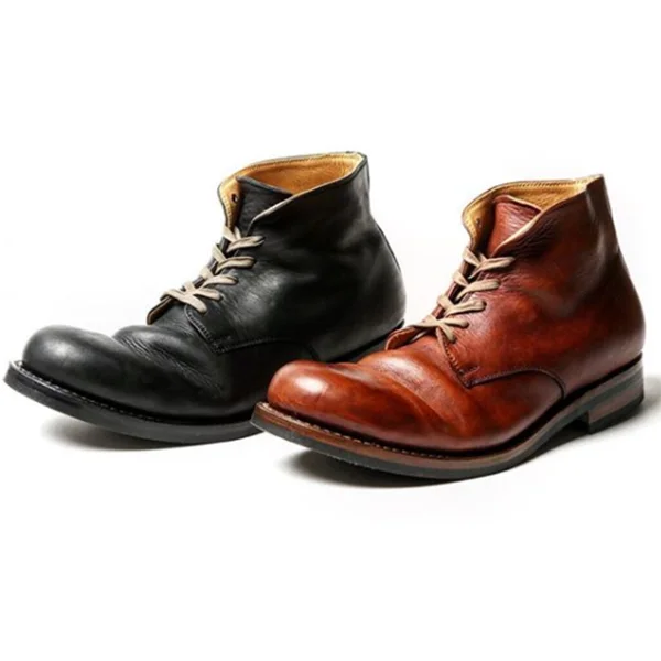 Men's Handmade Retro Fashion Casual Short Boots - Image 9
