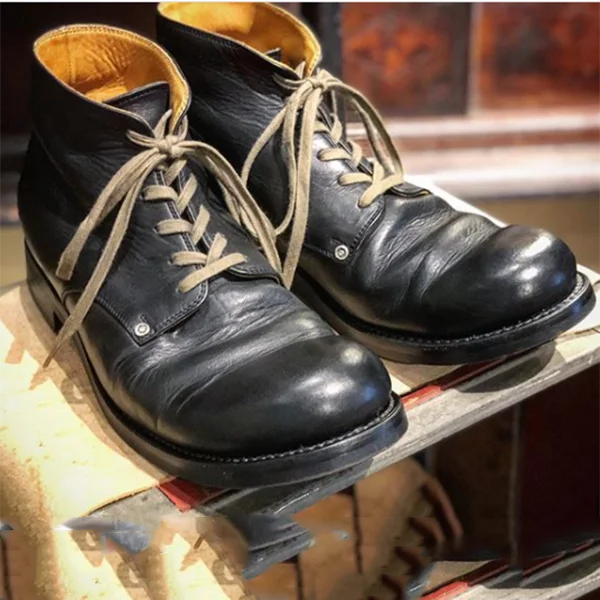 Men's Handmade Retro Fashion Casual Short Boots - Image 2