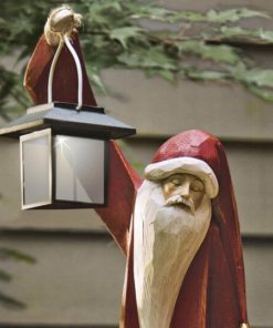 Santa And Snowman Sculpture With Solar Lantern