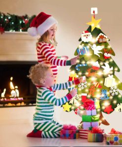 Felt Christmas Tree Set with 32PCS Ornaments Wall Hanging Tree 50LED String Lights