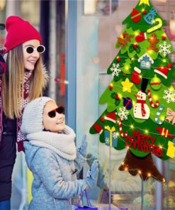 Alternative view of Felt Christmas Tree Set with 32PCS Ornaments Wall Hanging Tree 50LED String Lights