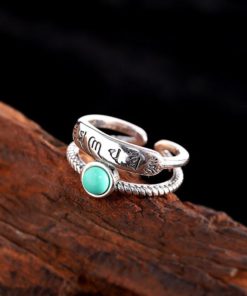 Lucky Turquoise Six-Character Mantra Ring