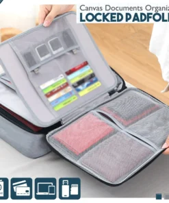 Large Capacity Documents Organizing Locked Padfolio Pouch