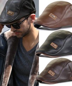 Leather Newsboy Hat