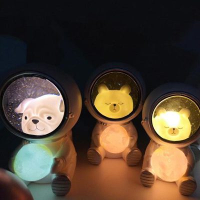 Pet Astronaut Night Light Figurine