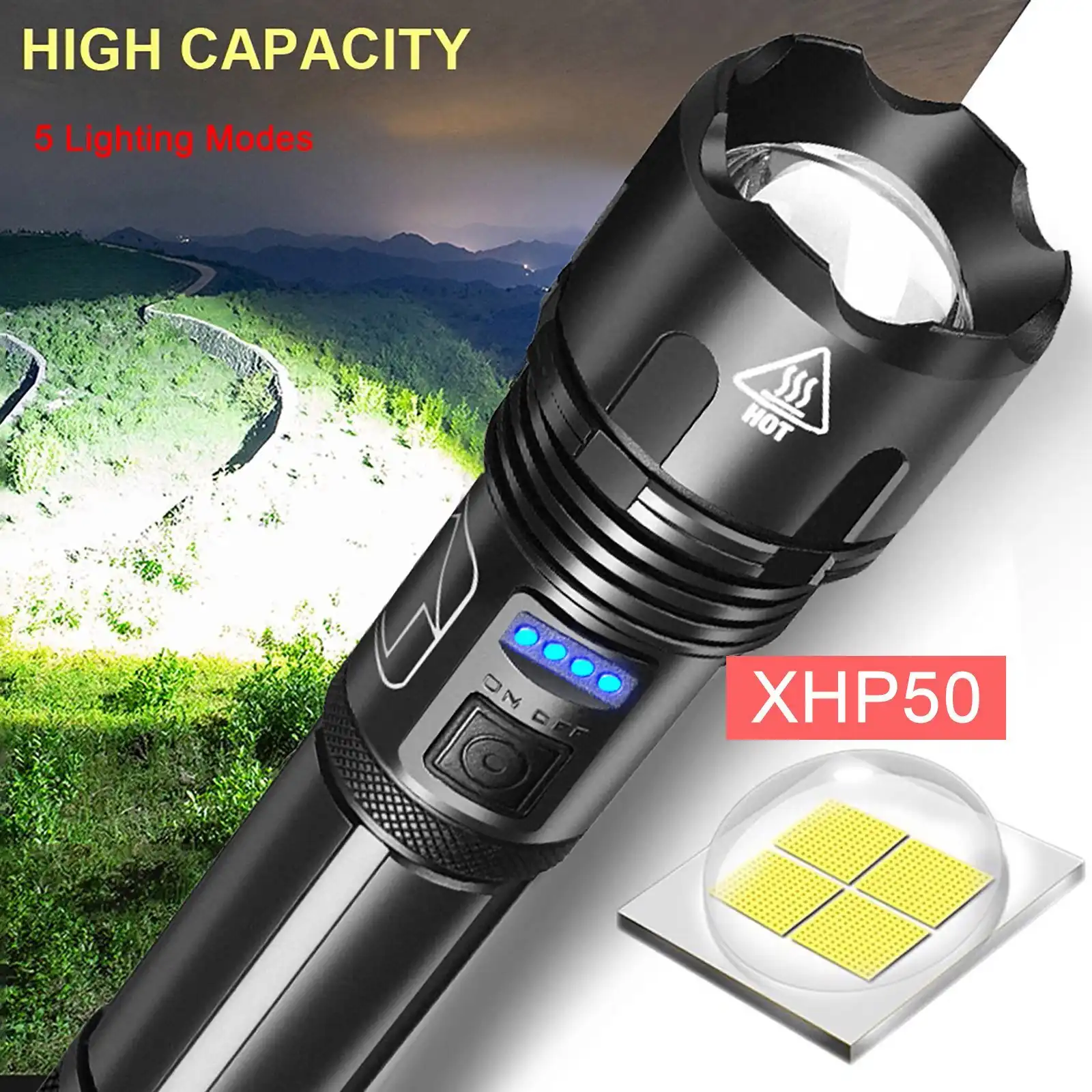 Super Bright And Zoom Waterproof Military Flashlight - Image 2