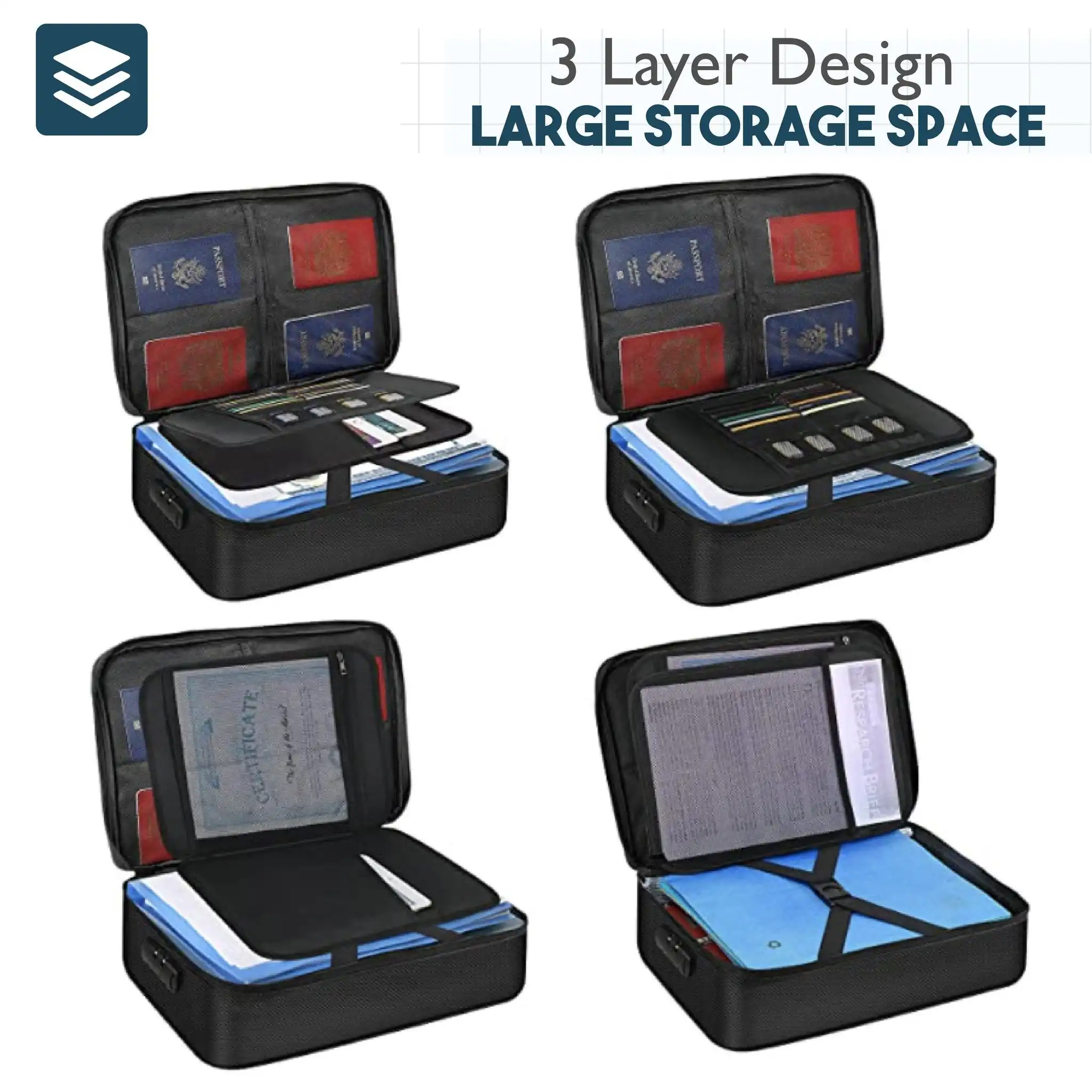 Large Capacity Documents Organizing Locked Padfolio Pouch - Image 2