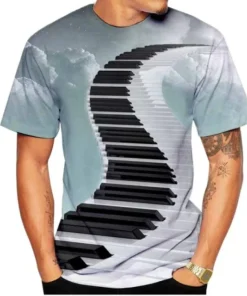 Alternative view of Piano Keys 3D Music T-shirt