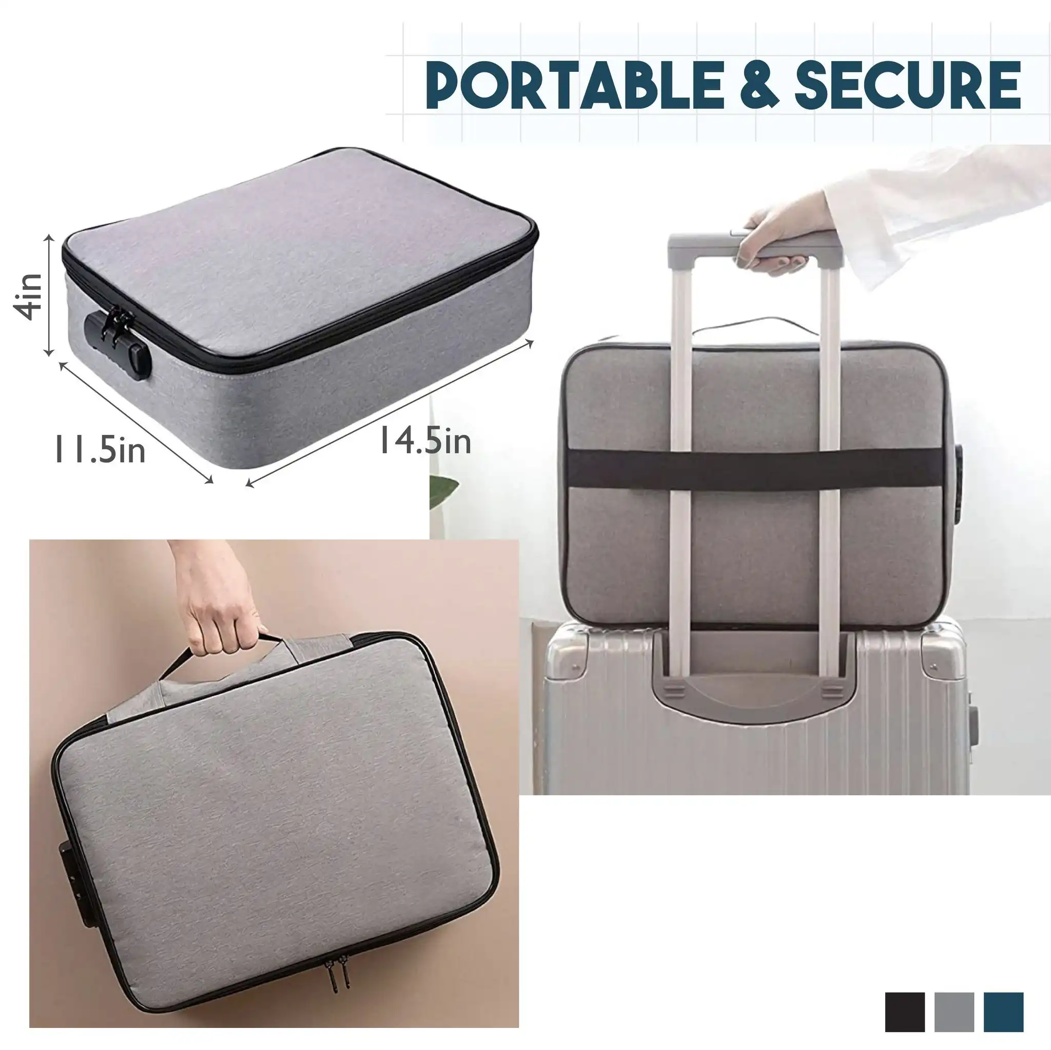 Large Capacity Documents Organizing Locked Padfolio Pouch - Image 4