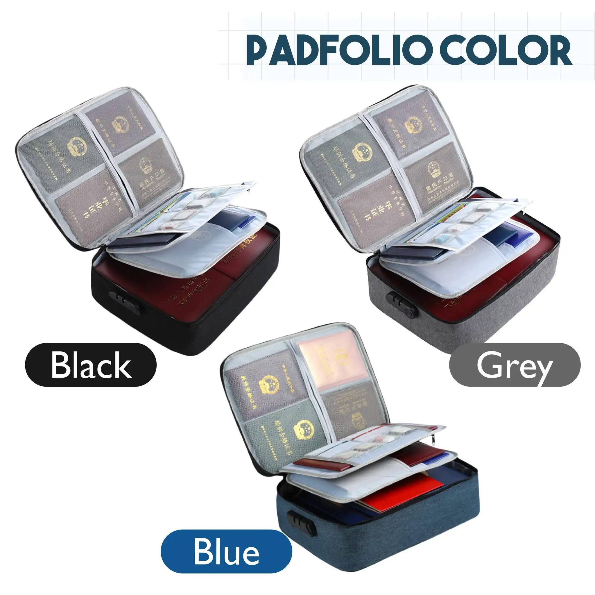 Large Capacity Documents Organizing Locked Padfolio Pouch - Image 3