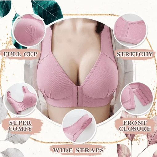 【Buy 1 Get 1 Free】Plus Size Front Closure Elastic Push Up Comfort Bra - Image 12