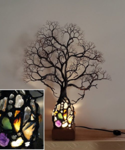 Ancient Tree metal sculpture gemstone accent lamp