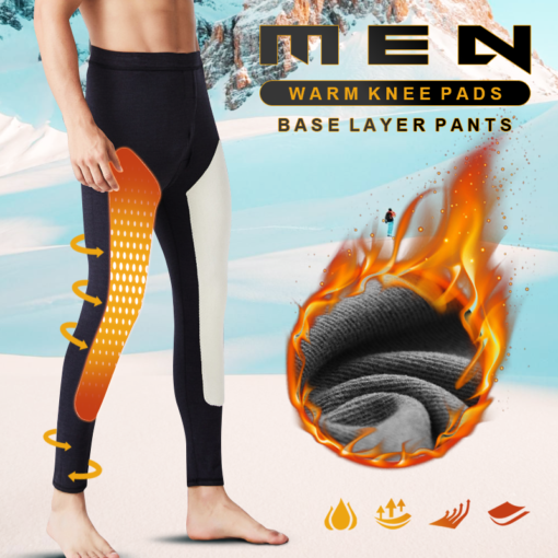 Men Warm Knee Pads Base Layer Pants