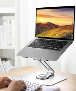 Adjustable laptop stand with 360 degree swivel base