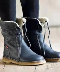 Padded lace-up round toe snow boots
