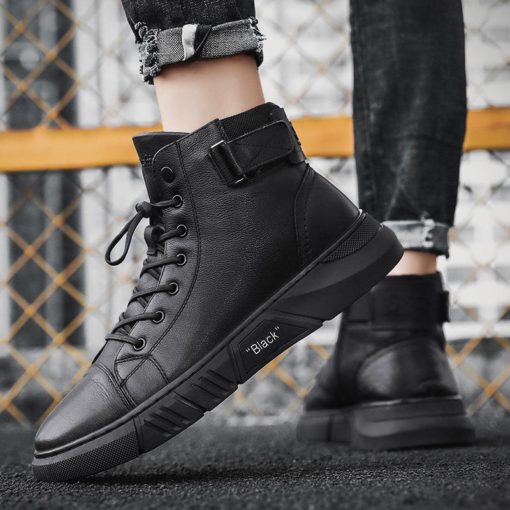 High-top casual Martin leather boots