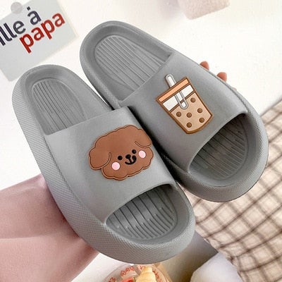 POODLE AND BOBA TEA SLIPPERS
