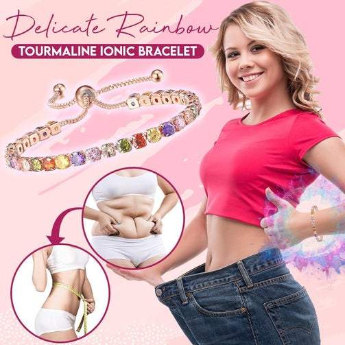 DeltaNatural Delicate Rainbow Tourmaline Ionic Bracelet