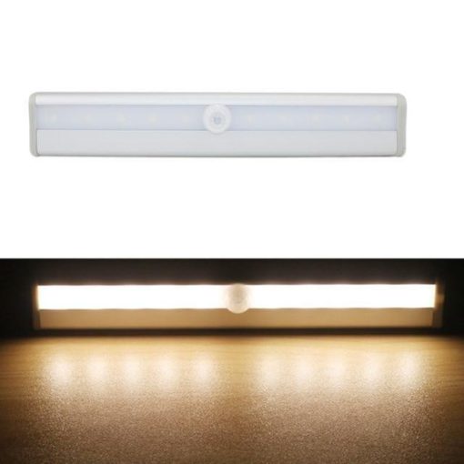Illuminate any area without the hassle of cords, plugs, or switches with the EasyHome™ Motion Sensor LED. This motion activated light bar has six super bright white built in LEDs that automatically turn on when the infrared sensor is triggered and stays lit for 20 seconds until no motion is detected. With the convenient option to mount this battery powered light strip using the adhesive backing or with screws, you can easily add lighting to kitchen cabinets, drawers, closets, stairs, shelves, etc. FEATURES 💡 Motion Sensing LED It turns on automatically, illuminating from 10 cm to 3 meters. It turns off automatically after 12 to 18 seconds if there is no movement. 💡 Excellent Illumination It is much brighter than other similar lights, providing sufficient lighting to ensure you never stumble again in the dark. 💡 Strong Self-Adhesive Magnetic Tapes It comes with adhesive tape and magnetic tape, no tools, screws or nuts required. They can be installed anywhere. 💡 Multifunctional for Anywhere Around Your Home It is an excellent choice for use in the attic, basement, rooms, corridors, closets, chests of drawers, drawers, letterboxes, medicine cabinets, tool room, desk etc. SPECFICATIONS Size: 6 LED: 98 x 30 x 15mm 10 LED: 188 x 30 x 15mm Light tone: Cold / Warm PACKAGE INCLUDES 1 x ﻿EasyHome Motion Sensor LED