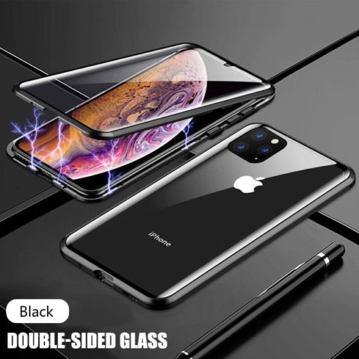 Double Glass Shell Magnetic Adsorption Case For iPhone