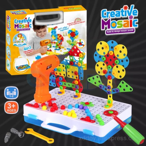 Creative Mosaic Electric Drill Set For Kids