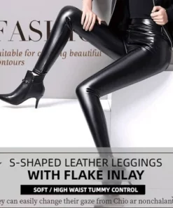 S-shaped PU Leather Leggings