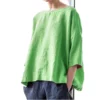 Cotton and linen solid color womens shirt