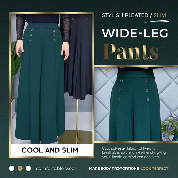   [Cool and Slim] Stylish Pleated Wide-leg Pants