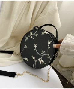 Hot Sale Sweet Lace Round Handbags PU Leather Women Crossbody Bags