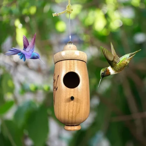 💕Wooden Hummingbird House