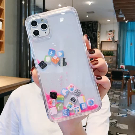 Liquid Glitter Icon Phone Case Cover