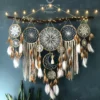 Dreamcatcher moon and stars hanging over the bed