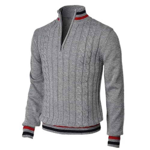 Men's casual slim pullover zipper sweater
