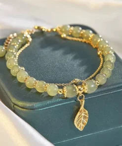 hetian jade gold leaf bracelet