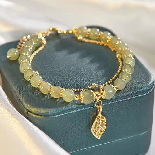 hetian jade gold leaf bracelet