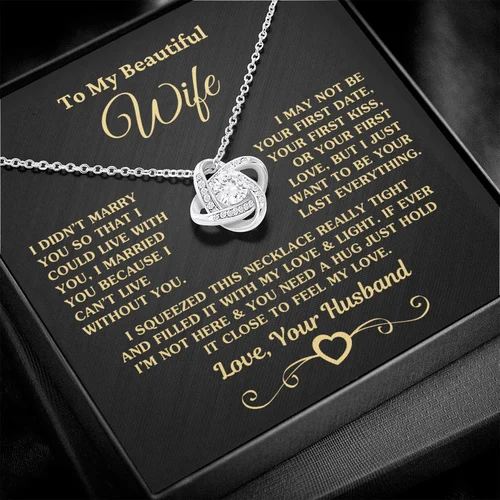 Gift for Wife I Cant Live Without You Gold Knot Necklace